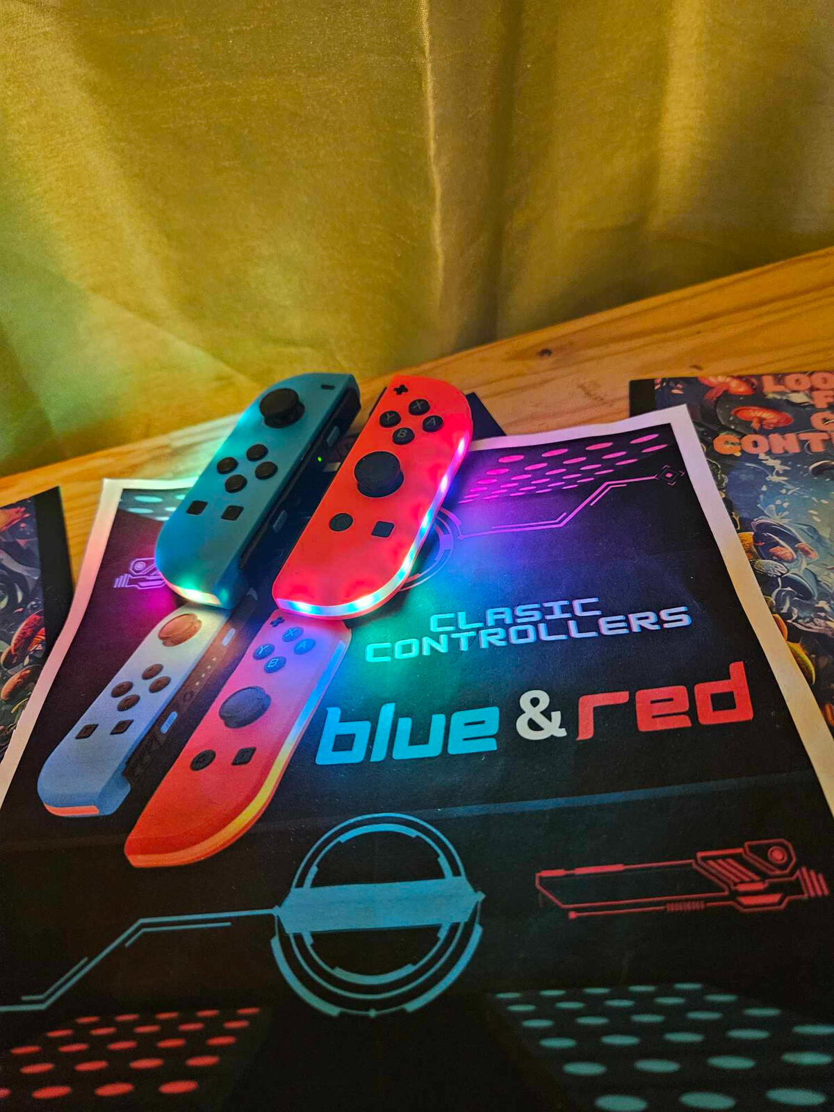 Red and Blue Controllers Custom red and blue LED Joy-Con controllers compatible with Nintendo Switch